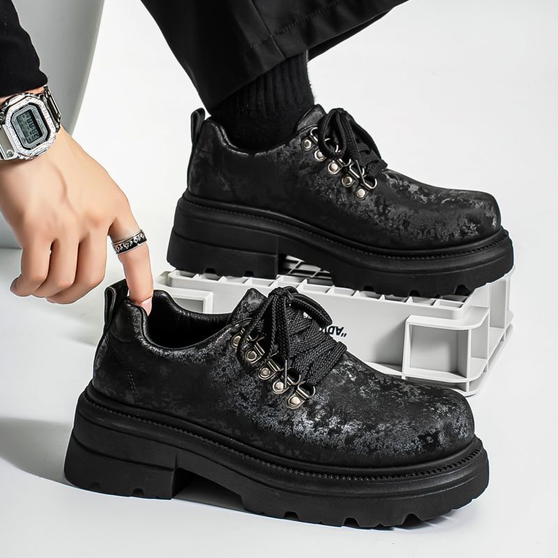 Men'S Shoes Height Increase - รองเท้าบูททำงานทรงหนา สไตล์อังกฤษย้อนยุค สำหรับผู้ชาย ฤดูหนาว หนังแท้ พื้นหนา