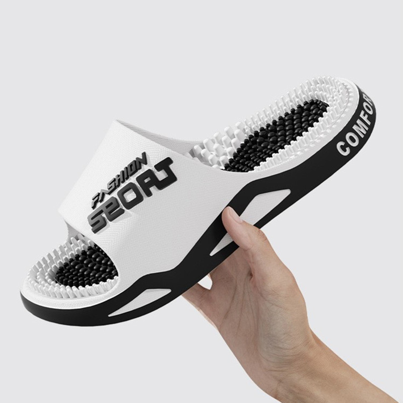 Men Shoes Trends - รองเท้าแตะผู้ชายแบบใหม่ รองเท้าแตะนวดฝ่าเท้า รองเท้าแตะลำลองแฟชั่นสำหรับฤดูร้อน รองเท้าแตะแบบสวมสำหรับใส่กลางแจ้ง รองเท้าสไลด์ผู้หญิง กันลื่น