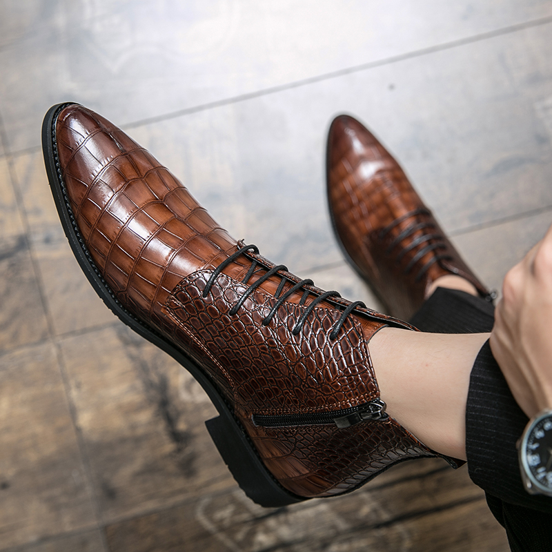 Men Shoes Formal - รองเท้าบูทเชลซีแบบผูกเชือกทรงสูงสีน้ำตาลสไตล์ลำลองสำหรับธุรกิจใหม่ รองเท้าบูทหัวแหลมคุณภาพสูงสำหรับผู้ชาย รองเท้าบูทข้อเท้าสำหรับใส่กับชุดทางการสำหรับผู้ชาย