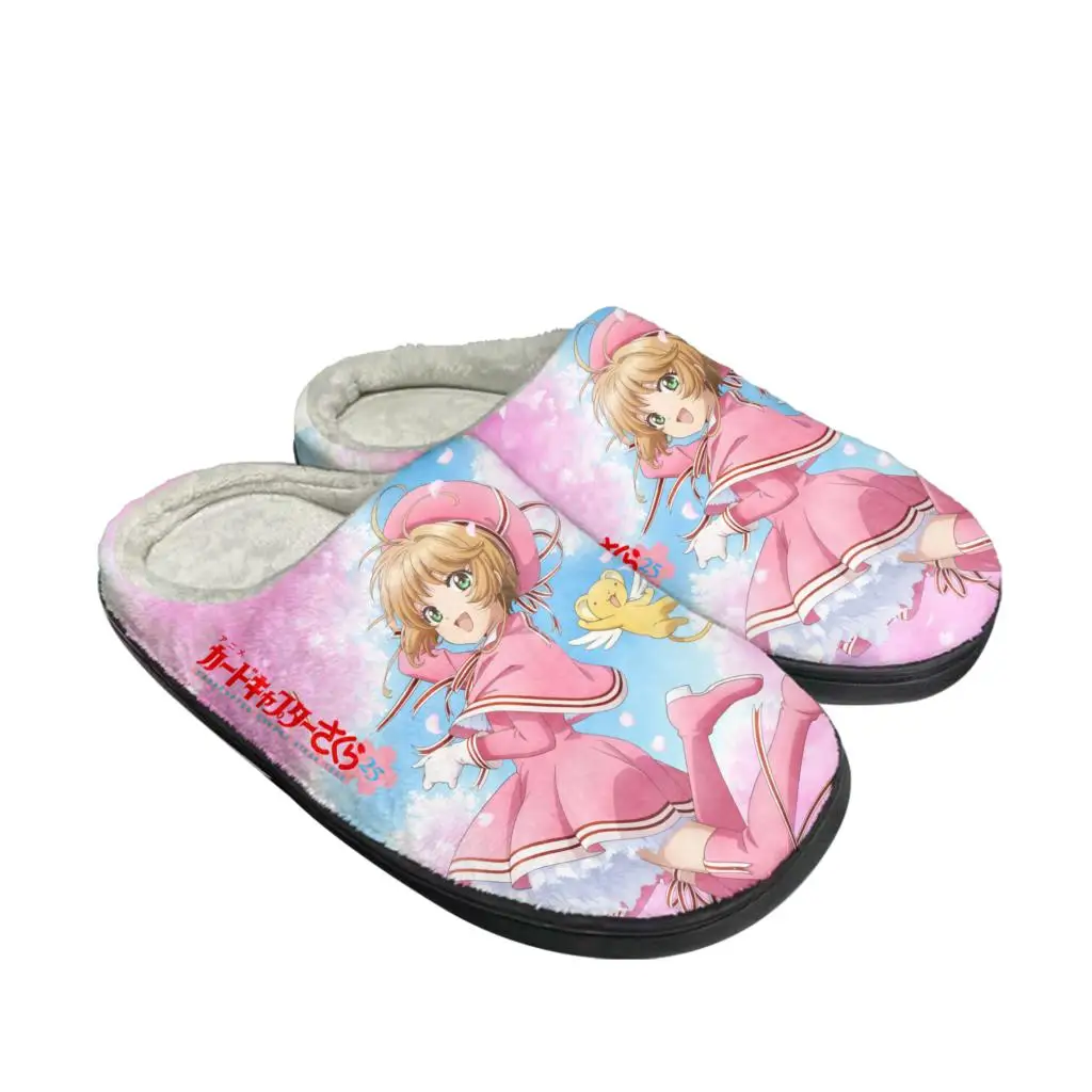 Men Shoes Winter - ซากุระมือปราบไพ่ทาโรต์คิโนโมโตะการ์ตูนบ้านผ้าฝ้ายที่กําหนดเองรองเท้าแตะบุรุษสตรีรองเท้าแตะตุ๊กตาลําลองรองเท้าอุ่นรองเท้าแตะความร้อน