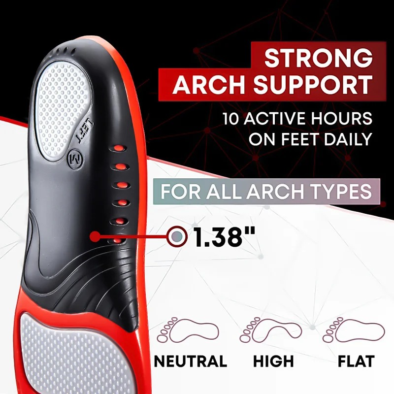Men'S Shoes Plantar Fasciitis - แผ่นรองรองเท้าซิลิโคนเจลพรีเมียมสำหรับรองเท้าผู้ชายผู้หญิง รองรับอุ้งเท้าแบบออร์โธปดิกส์ แผ่นรองรองเท้าสำหรับเล่นกีฬา สำหรับเท้าแบน รองรับฝ่าเท้า ป้องกันโรครองช้ำ