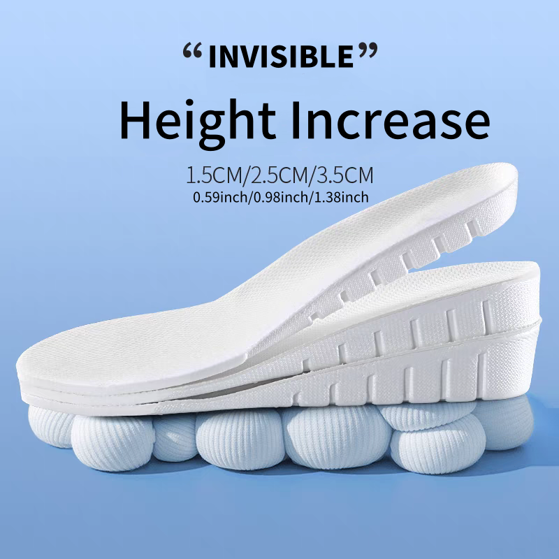 Men Shoes Size Chart - 1 คู่ใหม่ 1.5-3.5 ซม.สีขาวที่มองไม่เห็นความสูงเพิ่ม Insoles EVA