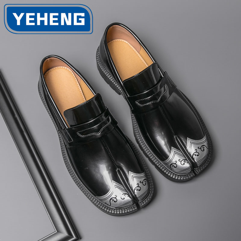 Men'S Shoes Japanese Brand - รองเท้าหนังผู้ชายคุณภาพสูง พื้นหนา ดีไซน์แฟชั่นสไตล์ญี่ปุ่น แบบสวมเปิดนิ้วเท้า แบรนด์ดัง รองเท้าธุรกิจทรงเตี้ย