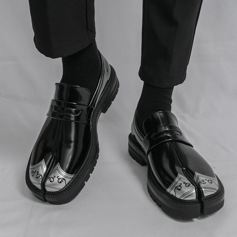 Men'S Shoes Japanese Brand - รองเท้าโลฟเฟอร์แบบแยกนิ้วเท้าสไตล์ญี่ปุ่น แบรนด์ธุรกิจ พื้นหนา หนังคุณภาพดี กันลื่น ทนทานต่อการสึกหรอ