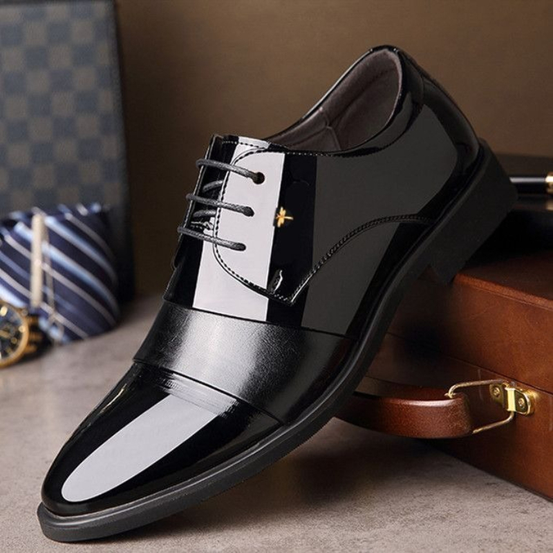 Men Shoes Formal - รองเท้าหนังทรงกลมสำหรับผู้ชาย วัยรุ่น นักเรียน แบบทางการ พื้นเรียบ ไซส์ใหญ่
