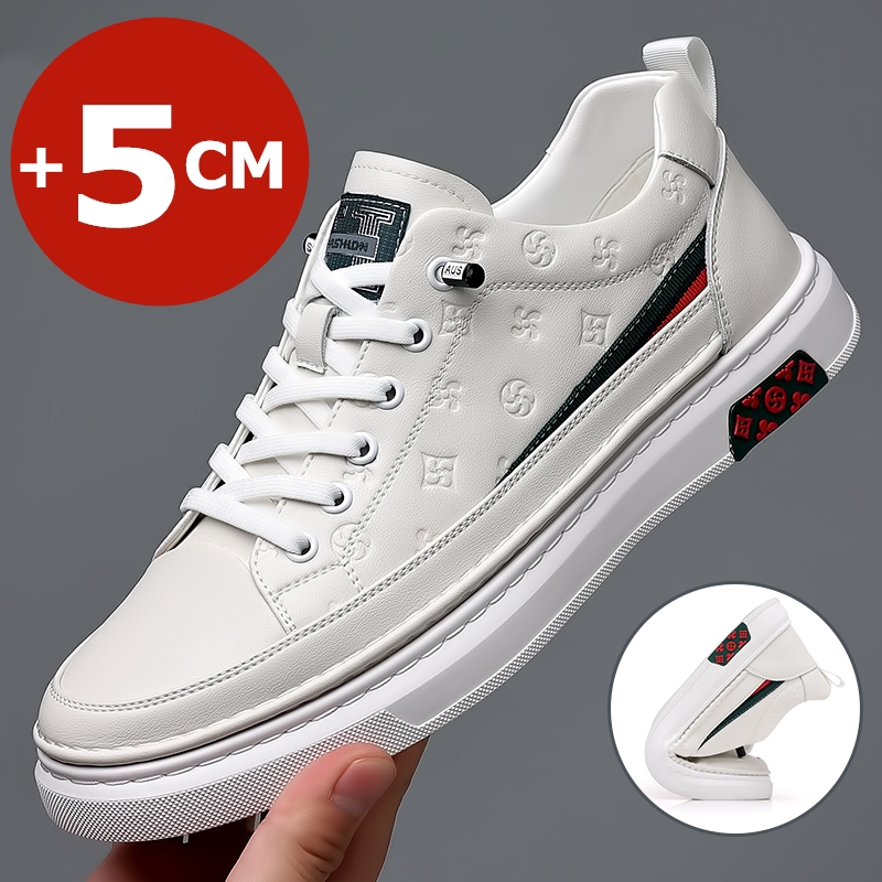 Men Shoes Size Chart - ฤดูใบไม้ผลิฤดูใบไม้ร่วงแบน/5ซม.รองเท้าลิฟท์ผู้ชายของแท้ลำลองรองเท้าผ้าใบหนัง Leisure ความสูงเพิ่ม Breathable รองเท้าโลฟเฟอร์ผู้ชายอินเทรนด์