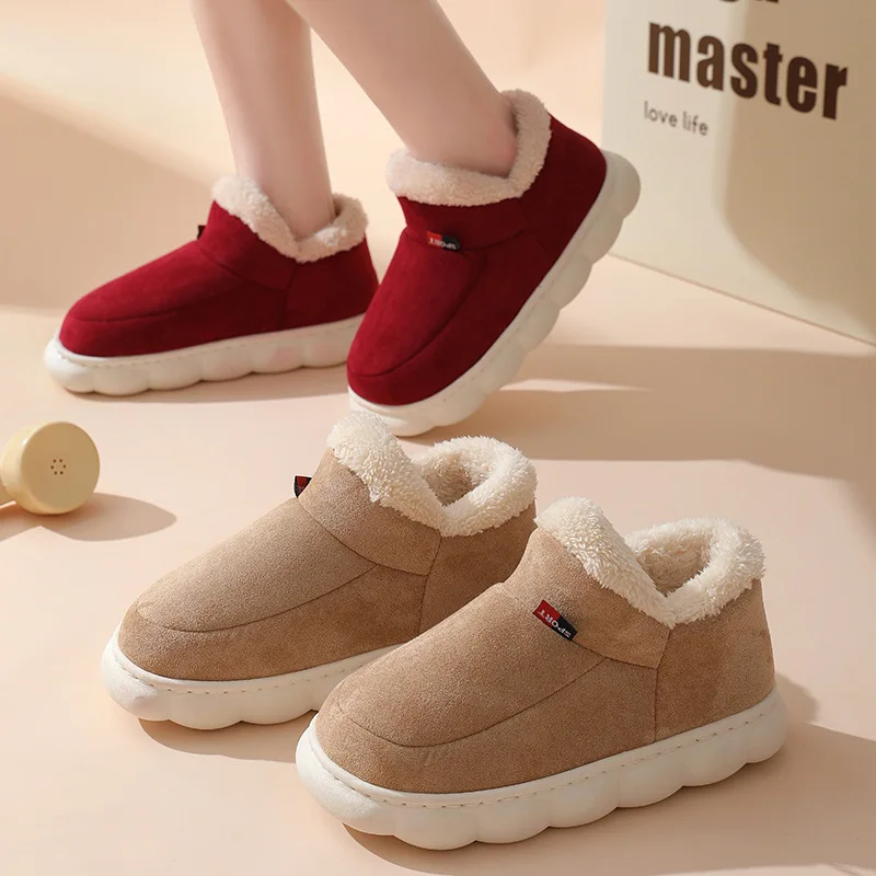 Men Shoes Winter - รองเท้าลำลองใส่ในบ้านสำหรับฤดูหนาว ปี 2025 รองเท้าผู้หญิง รองเท้าผ้าฝ้ายอุ่นสำหรับใส่กลางแจ้ง รองเท้าผู้หญิงแบบสวมในบ้านบุขนนุ่ม