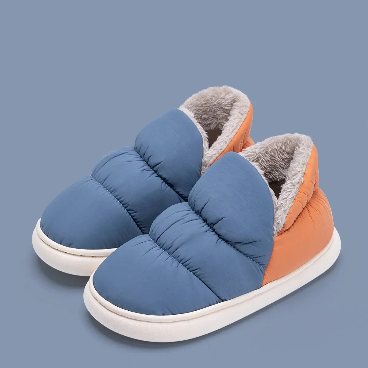Men Shoes Winter - ผู้หญิงผู้ชายรองเท้าแตะฤดูหนาวลงผ้ากันน้ําในร่มกลางแจ้ง WARM Plush รองเท้าลื่นหนานุ่มสบายคู่แฟลต