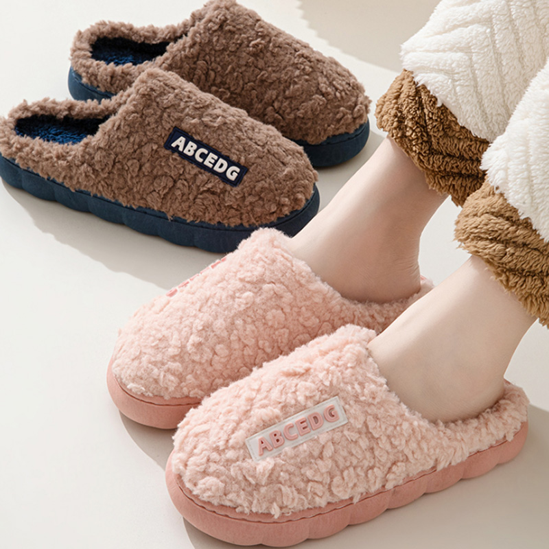 Men Shoes Trends - รองเท้าแตะคู่รักกันลื่นสำหรับฤดูหนาว ใส่ในบ้าน สำหรับผู้ชายและผู้หญิง รองเท้าสลิปเปอร์อุ่นๆ รองเท้าลำลองใส่ในห้องนอน นุ่มสบาย