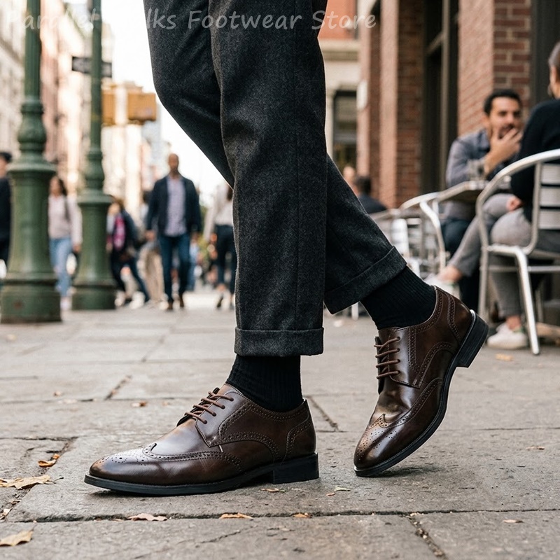 รองเท้าเดอร์บี้แบบ Brogue สำหร - Men Shoes Formal บทวิจารณ์และราคา