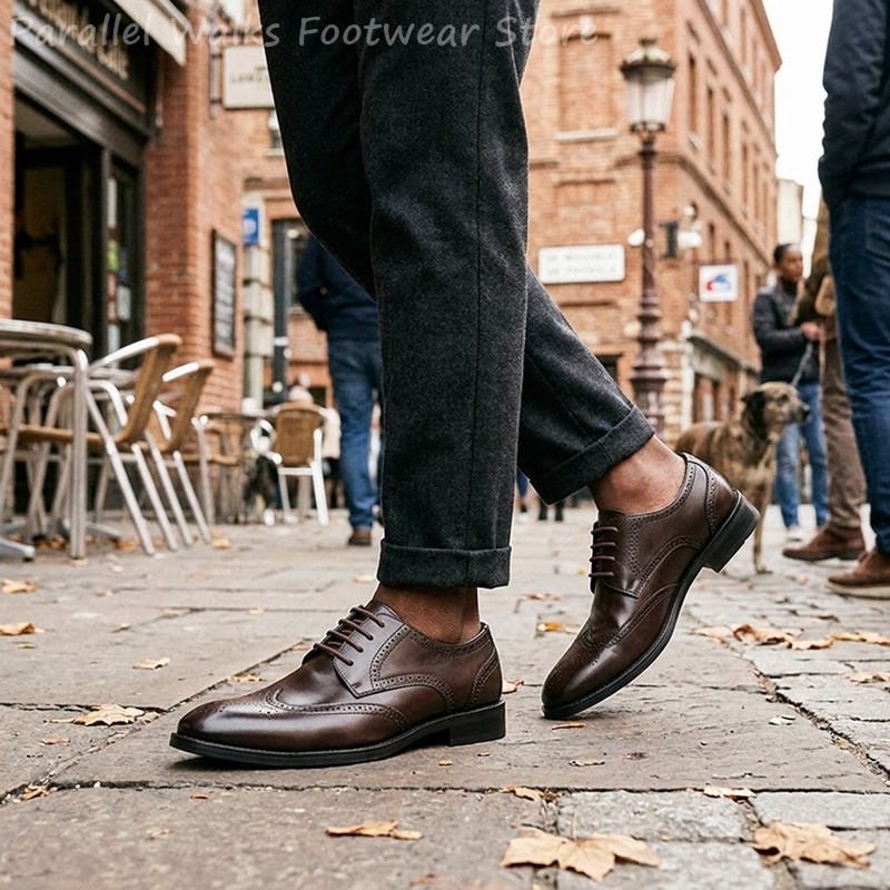 รองเท้าเดอร์บี้แบบ Brogue สำหร - Men Shoes Formal บทวิจารณ์และราคา
