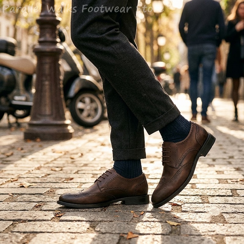 รองเท้าเดอร์บี้แบบ Brogue สำหร - Men Shoes Formal บทวิจารณ์และราคา