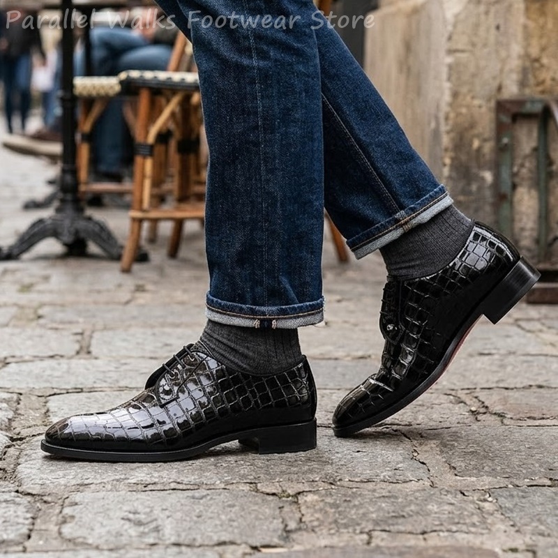 รองเท้าหนังแก้วผู้ชายลายหนังจร - Men Shoes Formal บทวิจารณ์และราคา