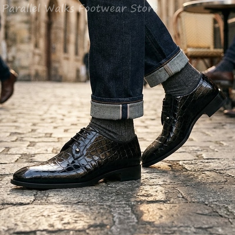 รองเท้าหนังแก้วผู้ชายลายหนังจร - Men Shoes Formal บทวิจารณ์และราคา