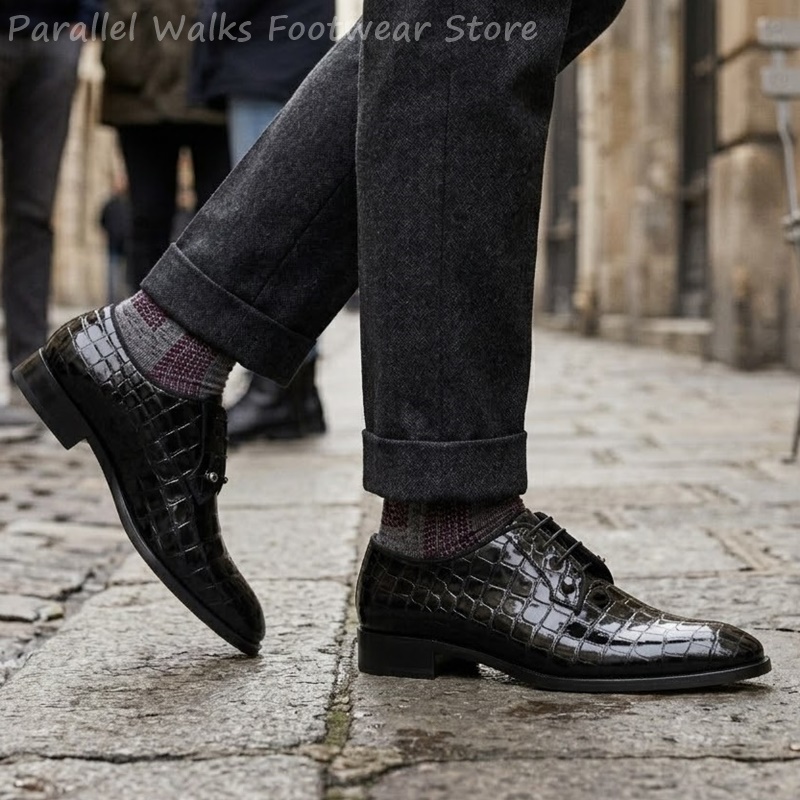 รองเท้าหนังแก้วผู้ชายลายหนังจร - Men Shoes Formal บทวิจารณ์และราคา