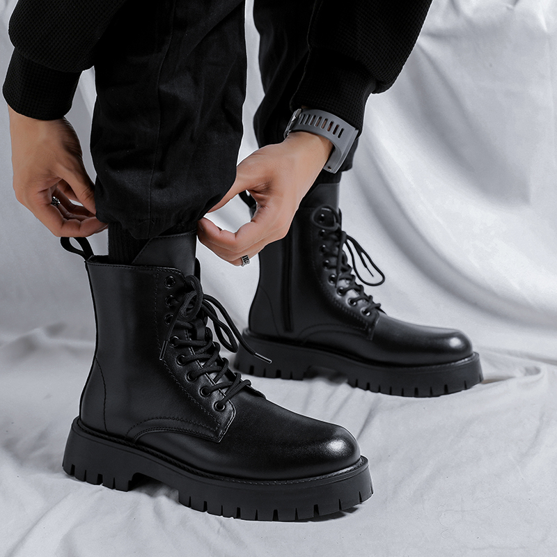 รองเท้าบูทหนังแท้แฟชั่นหรูสำหร - Men Shoes Trends บทวิจารณ์และราคา