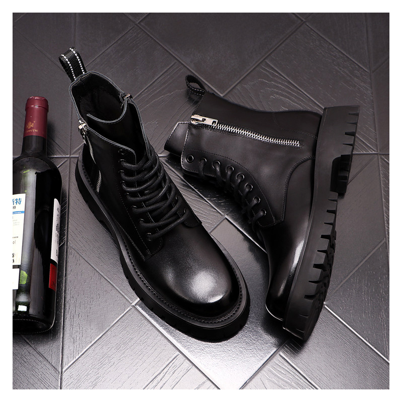 รองเท้าบูทหนังแท้แฟชั่นหรูสำหร - Men Shoes Trends บทวิจารณ์และราคา