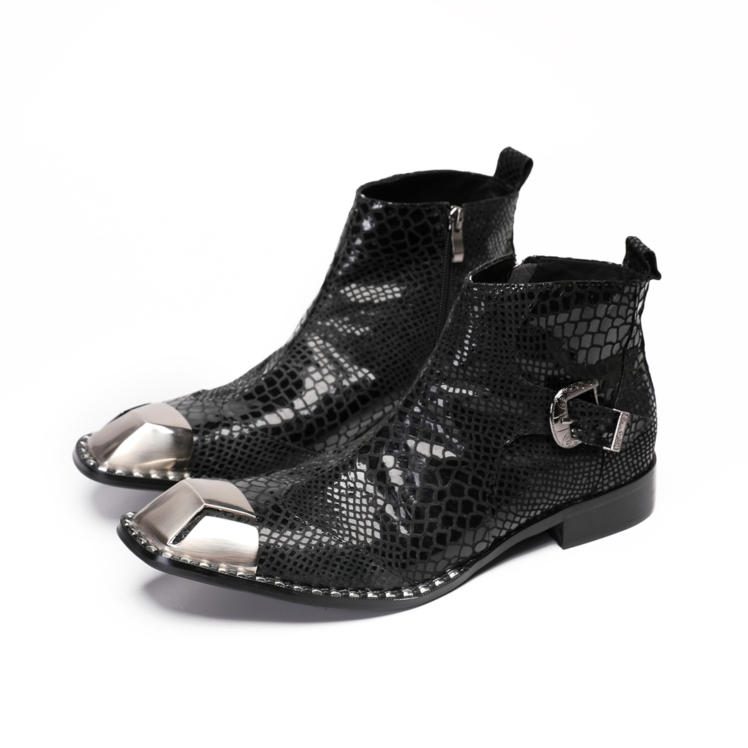 รองเท้าบูทหนังวัวสีดำสไตล์อังก - Men Shoes Formal บทวิจารณ์และราคา
