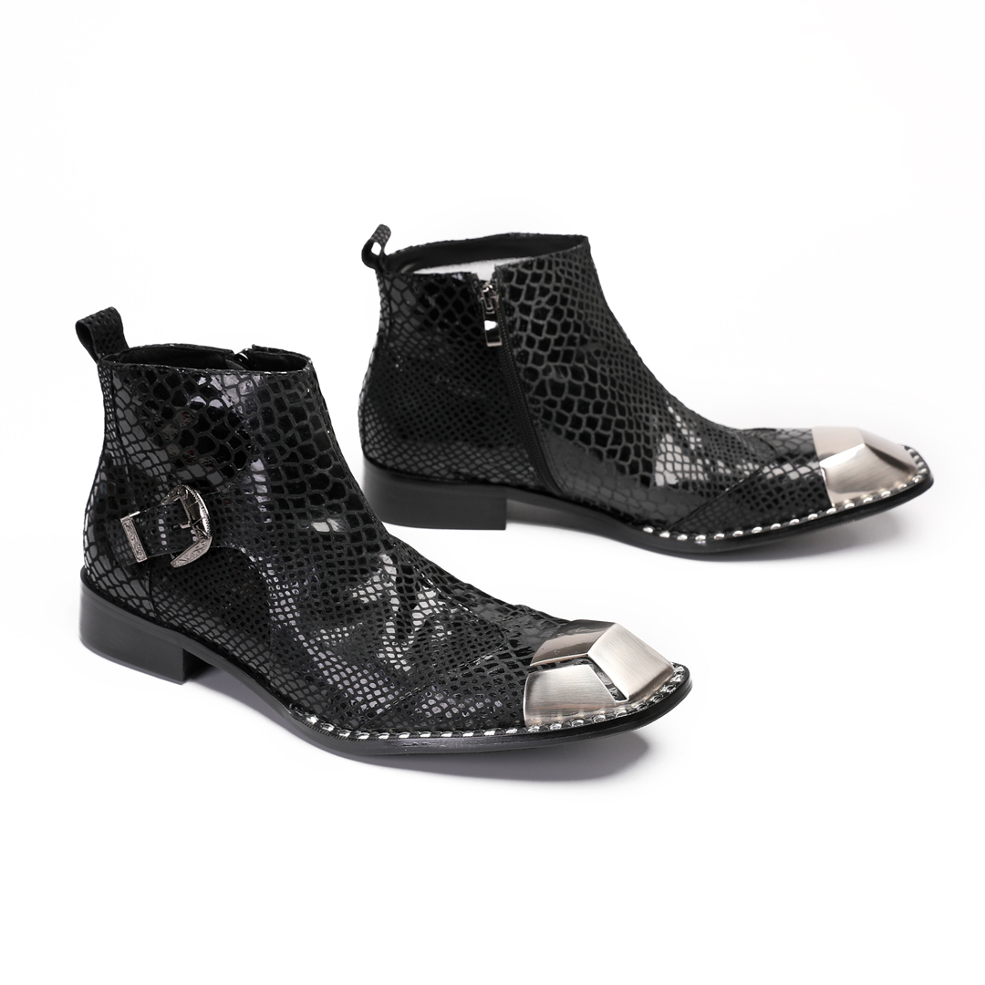 รองเท้าบูทหนังวัวสีดำสไตล์อังก - Men Shoes Formal บทวิจารณ์และราคา