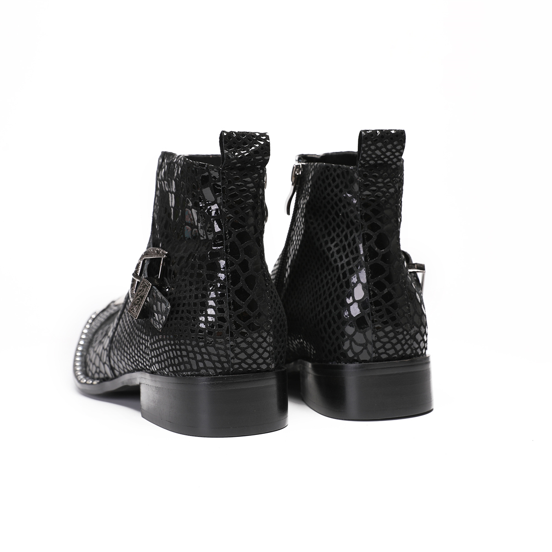รองเท้าบูทหนังวัวสีดำสไตล์อังก - Men Shoes Formal บทวิจารณ์และราคา